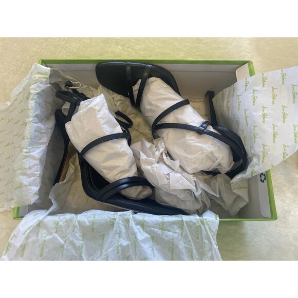 NIB SAM EDELMAN LEEANNE Genuine Leather Black Strappy Stiletto Sandal Heel Sz 8 - Picture 8 of 12